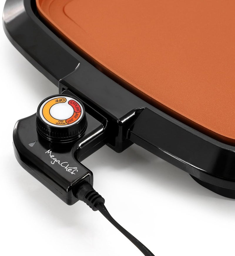 Mega chef Electric Grill with Copper Non-Stick Coating, Removable Drip Tray & Adjustable Temperature Control, Versatile Small Kitchen Appliance (16 Inch Grill) - Image 4